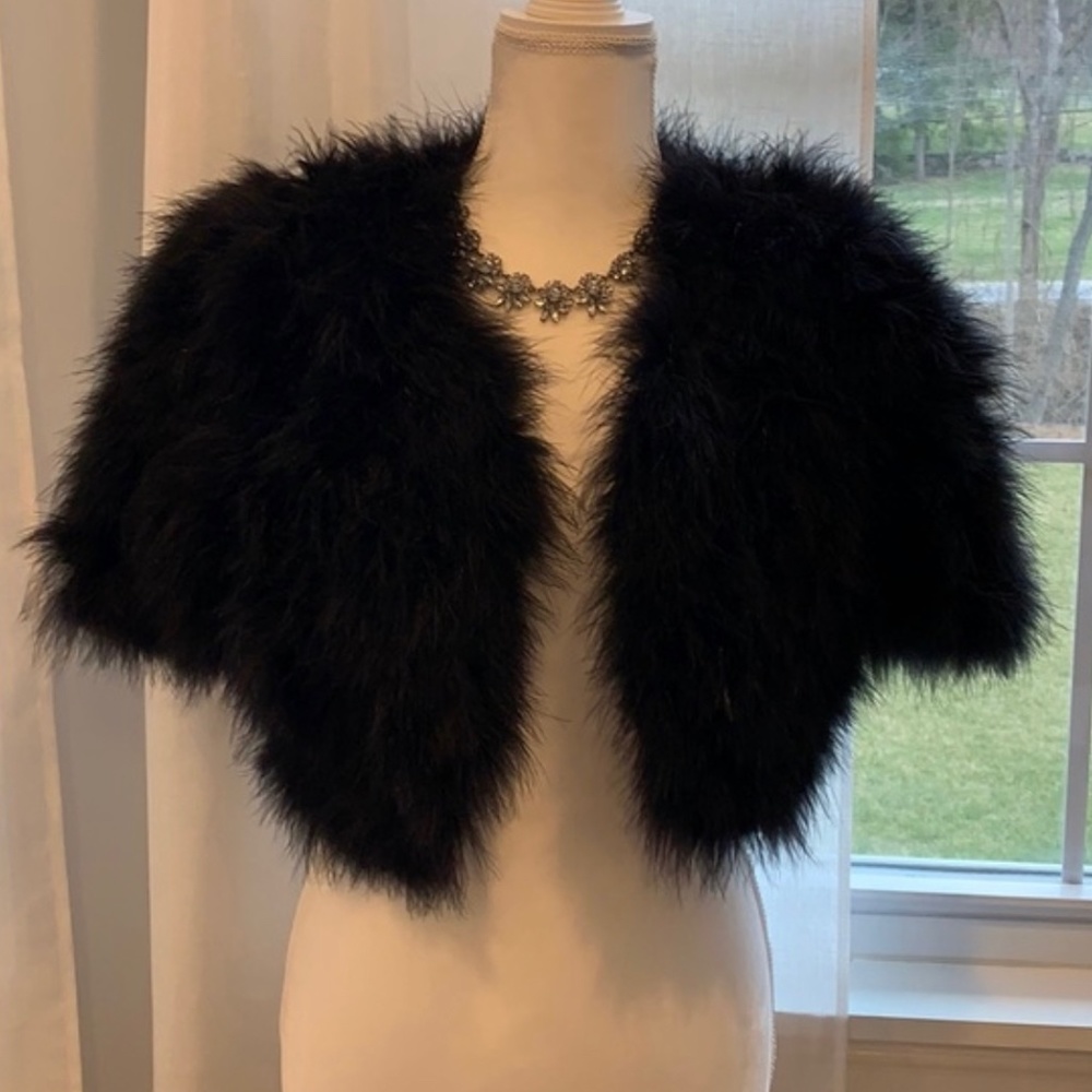 Marchesa Notte Ostrich Feather Bolero Jacket